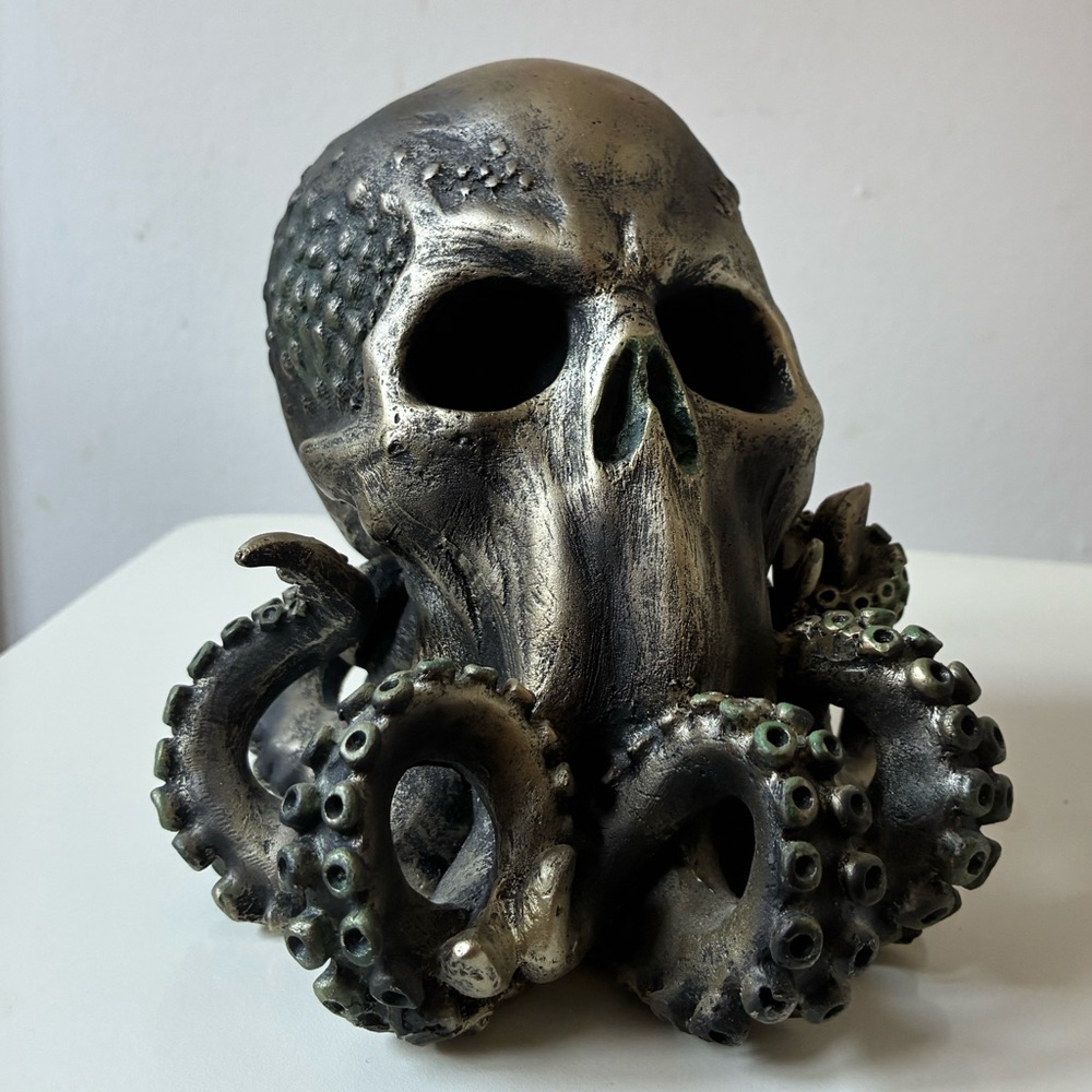 Octopus Skull Sculpture in Metallic Finish - Picture 11 of 16